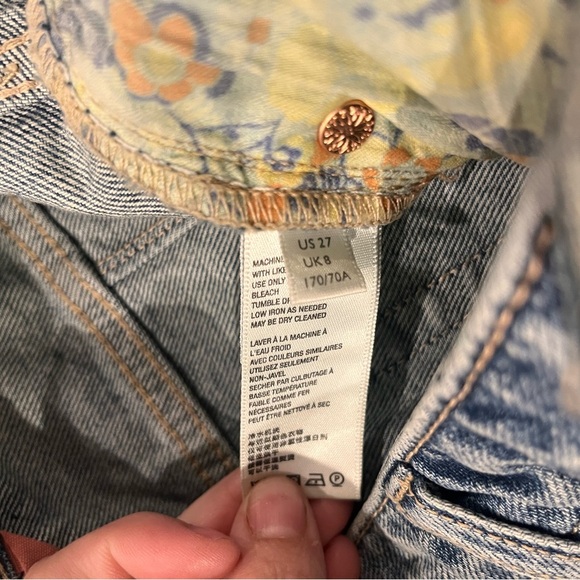 Free people We The Free Distressed Denim Jean Shorts Blue Rip Cuffed HighWaisted - Picture 5 of 7